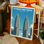 Petronas Twin Towers - Malaysia - Travel Wall Art Deco Poster Print - Art Print - Travel Art Poster