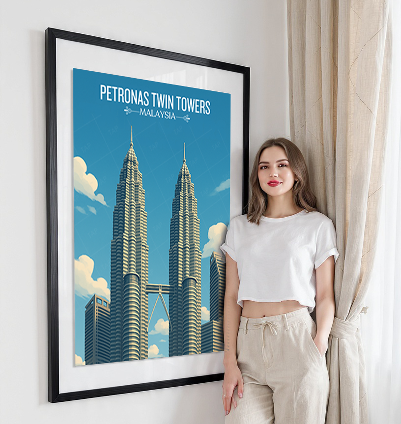 Petronas Twin Towers - Malaysia - Travel Wall Art Deco Poster Print - Art Print - Travel Art Poster