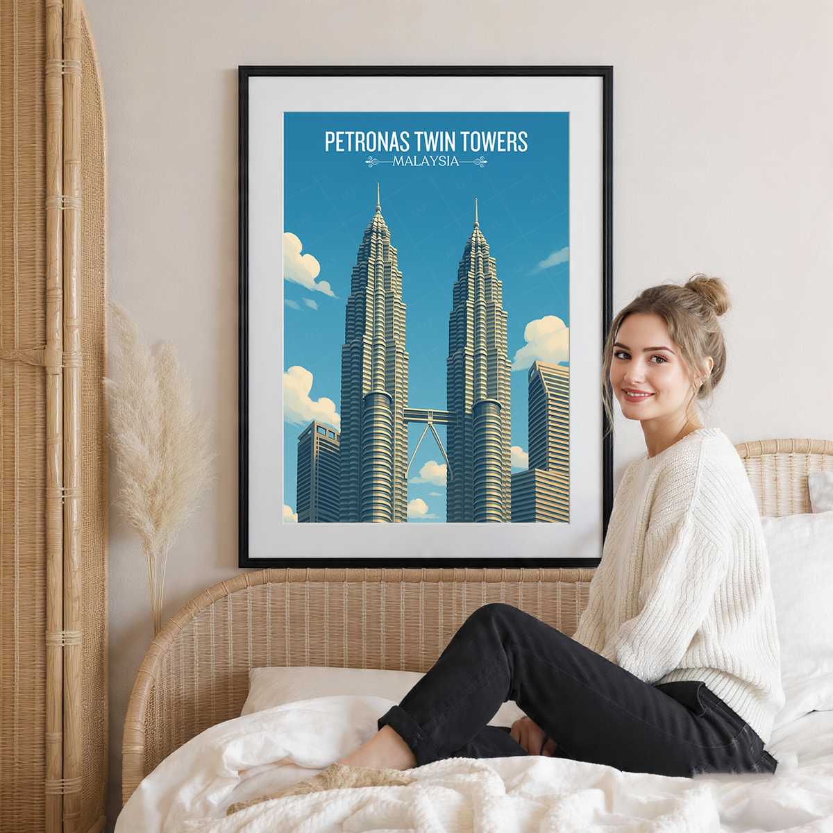 Petronas Twin Towers - Malaysia - Travel Wall Art Deco Poster Print - Art Print - Travel Art Poster