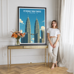 Petronas Twin Towers - Malaysia - Travel Wall Art Deco Poster Print - Art Print - Travel Art Poster