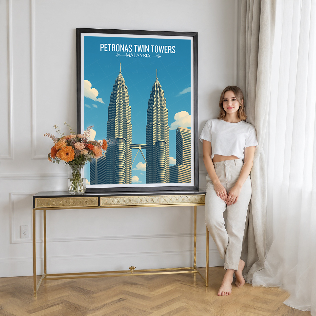Petronas Twin Towers - Malaysia - Travel Wall Art Deco Poster Print - Art Print - Travel Art Poster
