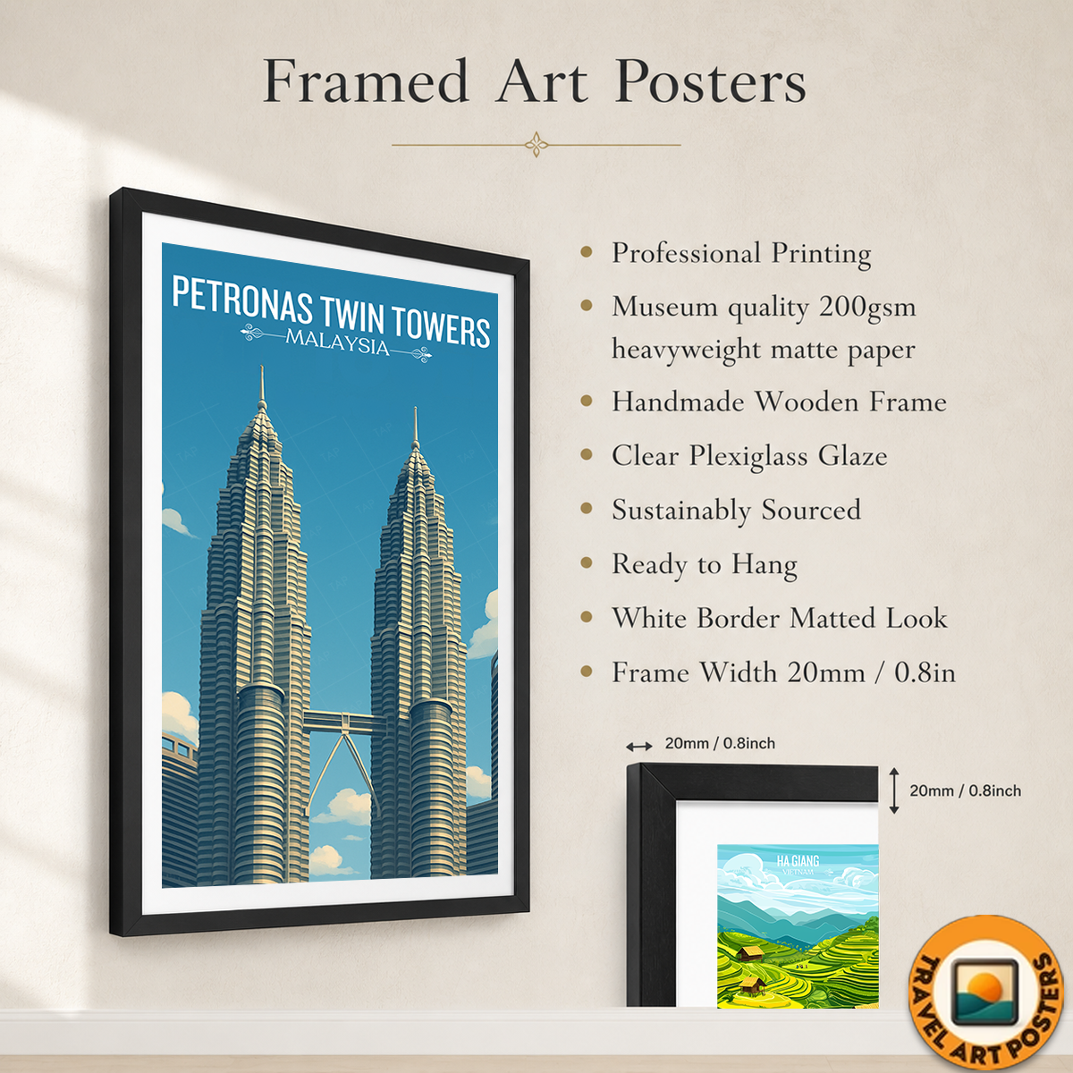 Petronas Twin Towers - Malaysia - Travel Wall Art Deco Poster Print - Art Print - Travel Art Poster