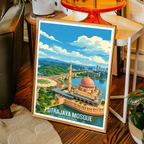 Putrajaya Mosque - Malaysia - Travel Wall Art Deco Poster Print - Art Print - Travel Art Poster