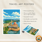 Putrajaya Mosque - Malaysia - Travel Wall Art Deco Poster Print - Art Print - Travel Art Poster