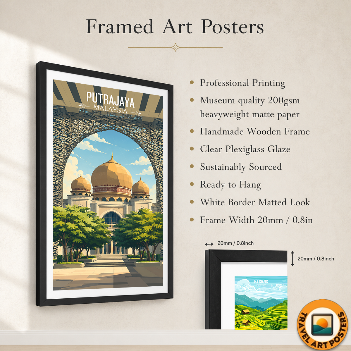 Putrajaya - Malaysia - Travel Wall Art Deco Poster Print - Art Print - Travel Art Poster