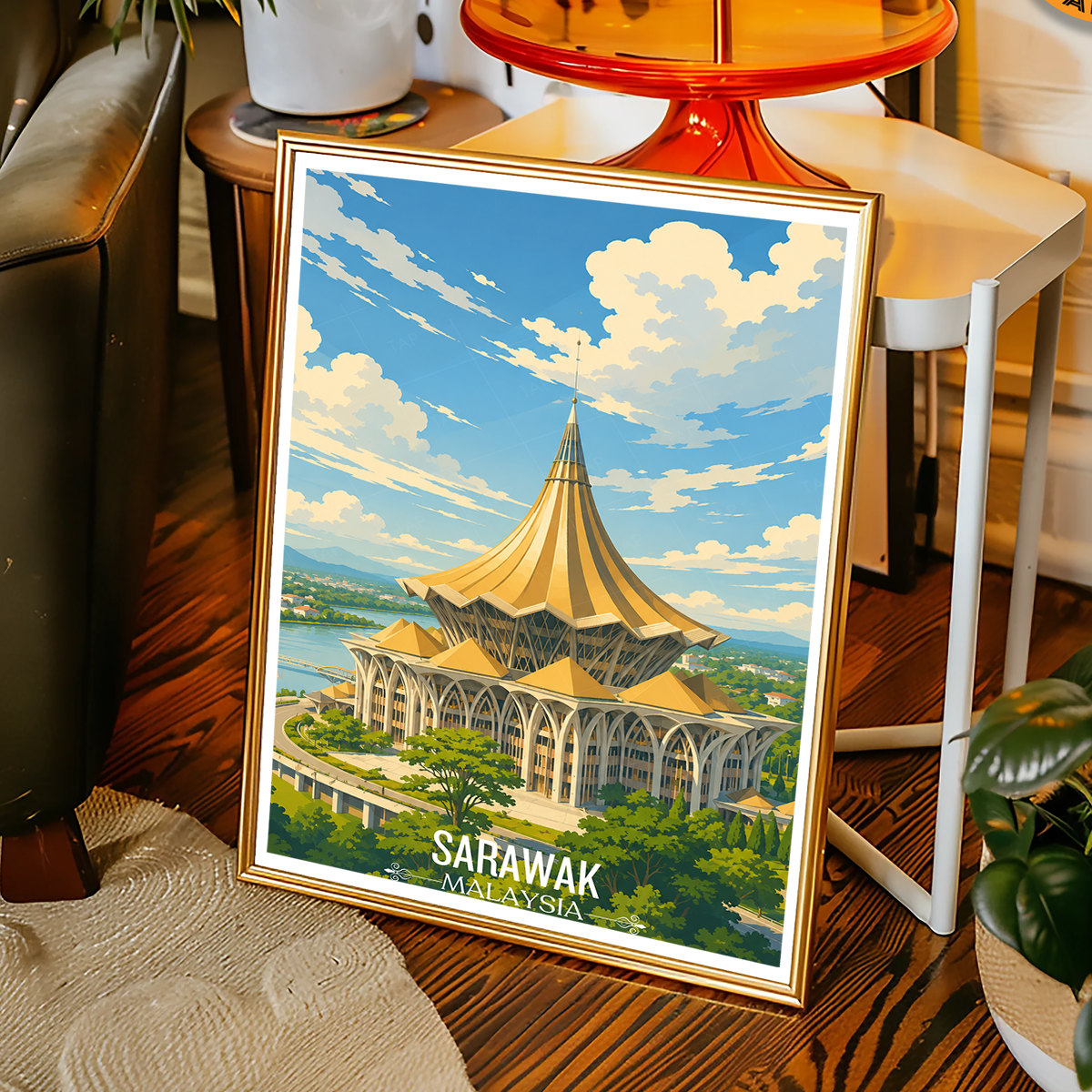 Sarawak - Malaysia - Travel Wall Art Deco Poster Print - Art Print - Travel Art Poster