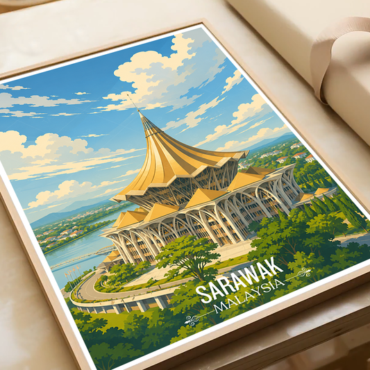 Sarawak - Malaysia - Travel Wall Art Deco Poster Print - Art Print - Travel Art Poster