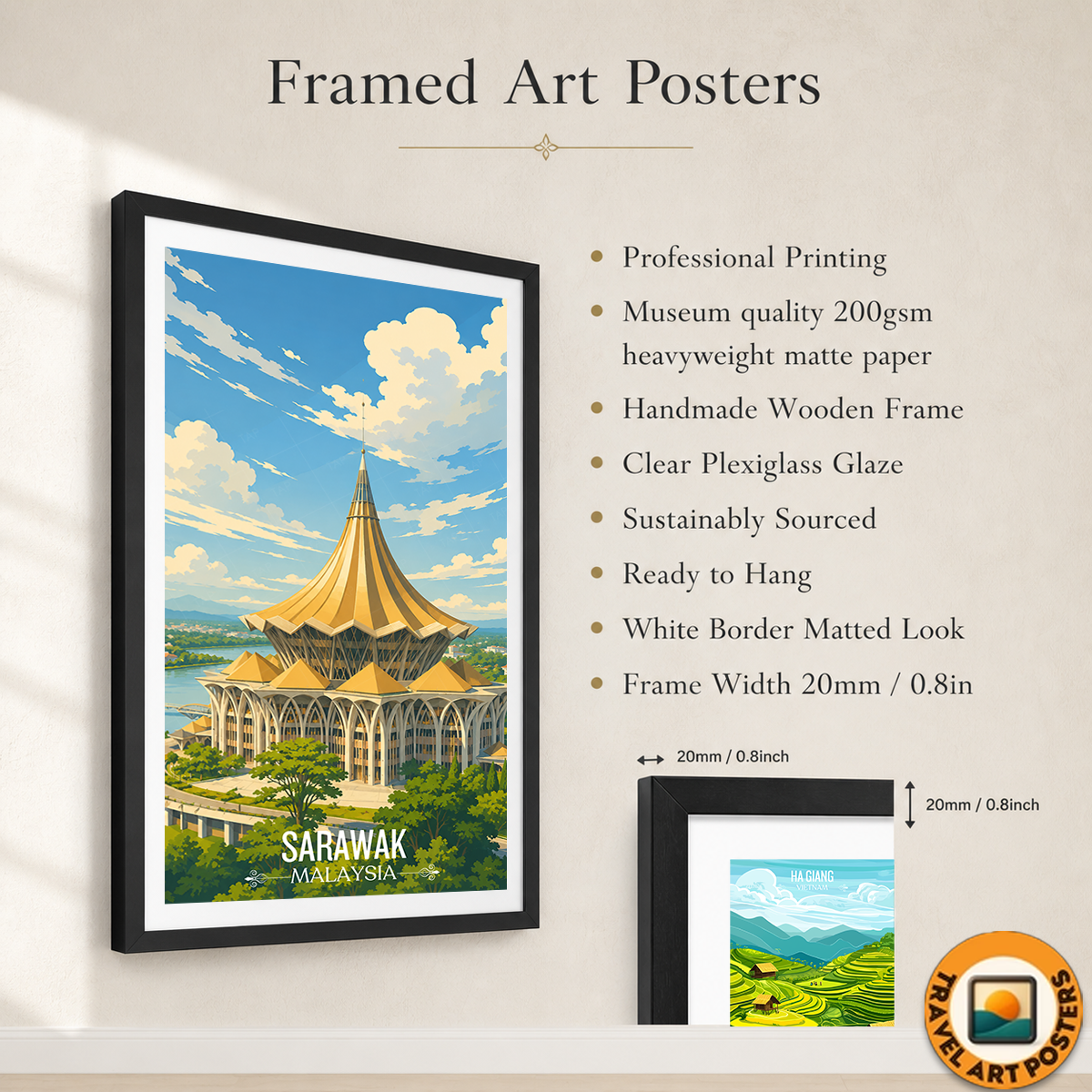 Sarawak - Malaysia - Travel Wall Art Deco Poster Print - Art Print - Travel Art Poster