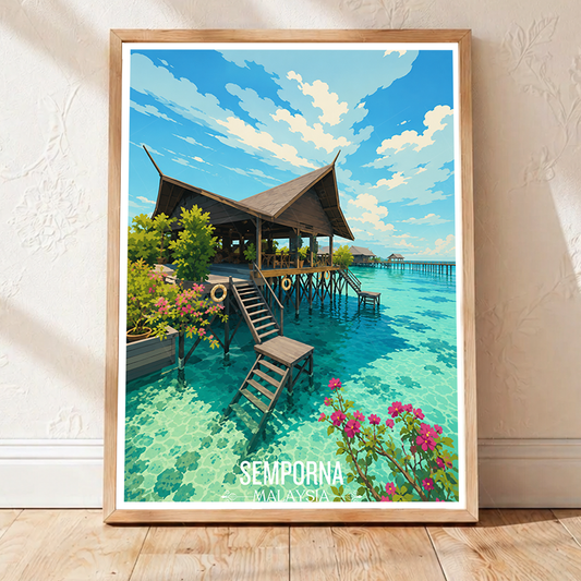 Semporna - Malaysia - Travel Wall Art Deco Poster Print - Art Print - Travel Art Poster