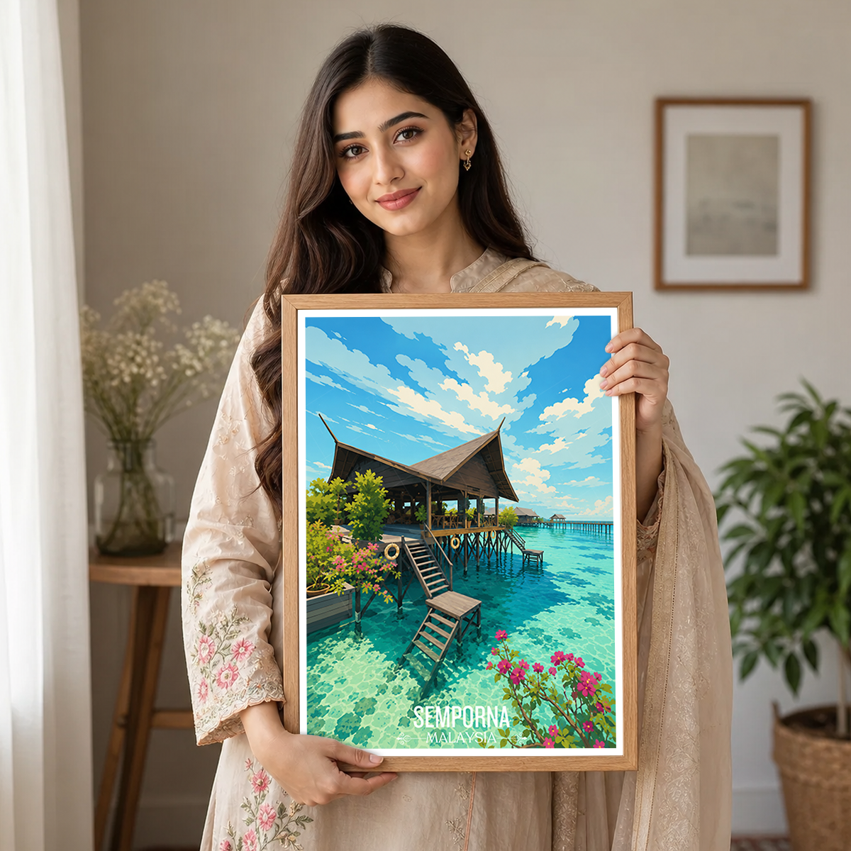 Semporna - Malaysia - Travel Wall Art Deco Poster Print - Art Print - Travel Art Poster