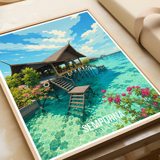 Semporna - Malaysia - Travel Wall Art Deco Poster Print - Art Print - Travel Art Poster