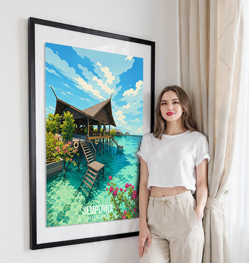 Semporna - Malaysia - Travel Wall Art Deco Poster Print - Art Print - Travel Art Poster