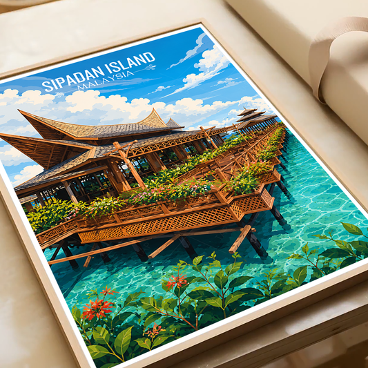 Sipadan Island - Malaysia - Travel Wall Art Deco Poster Print - Art Print - Travel Art Poster