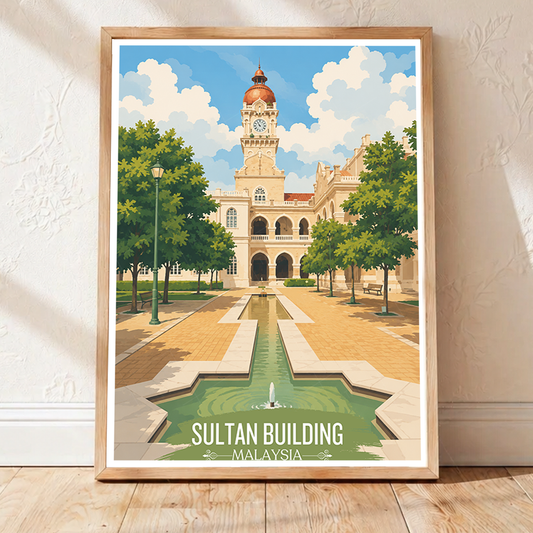 Sultan Building - Malaysia - Travel Wall Art Deco Poster Print - Art Print - Travel Art Poster