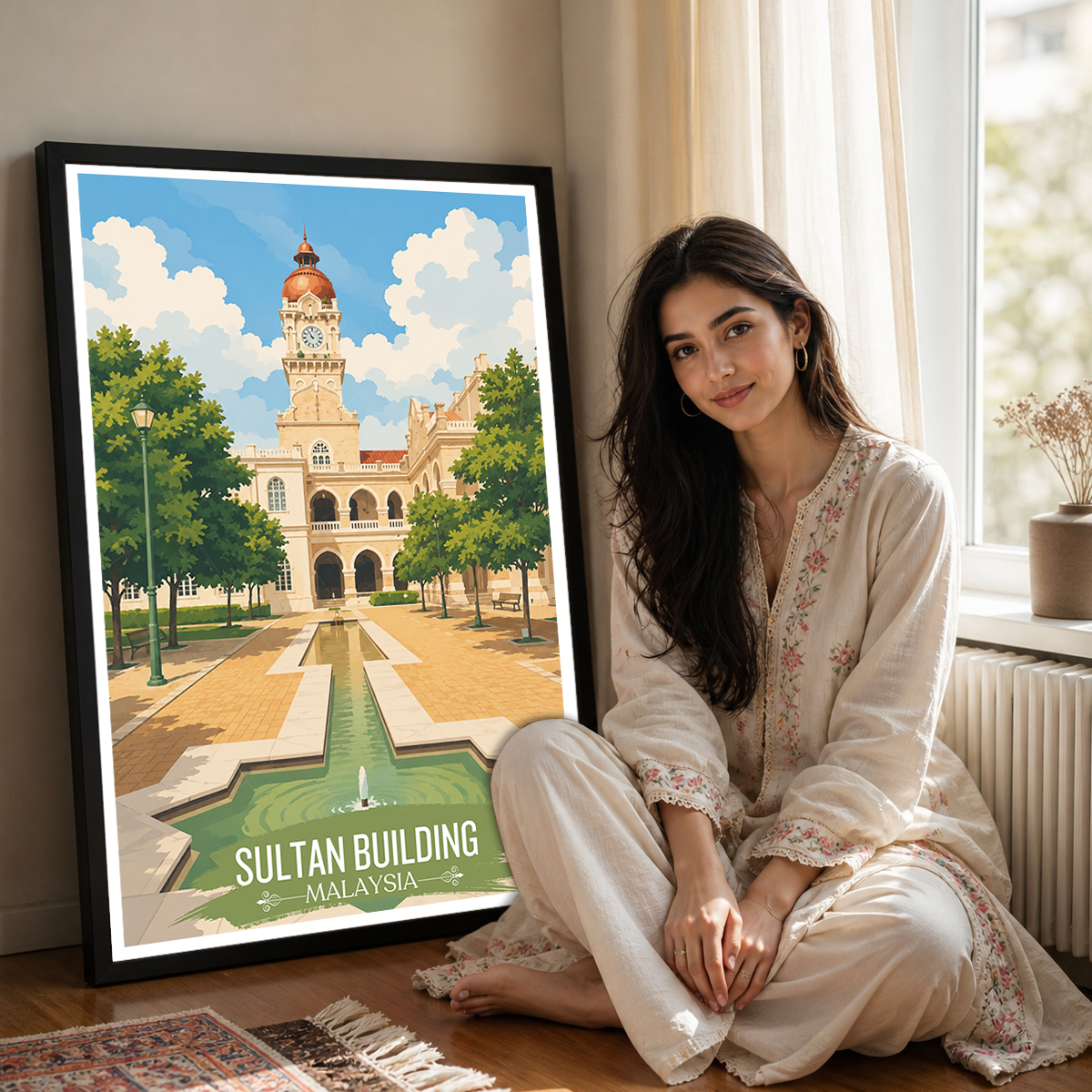 Sultan Building - Malaysia - Travel Wall Art Deco Poster Print - Art Print - Travel Art Poster