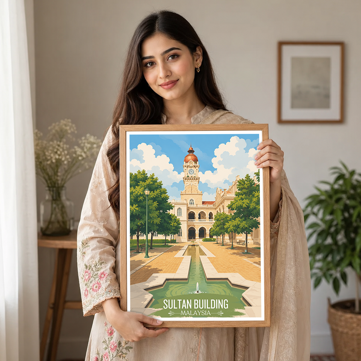 Sultan Building - Malaysia - Travel Wall Art Deco Poster Print - Art Print - Travel Art Poster