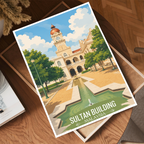 Sultan Building - Malaysia - Travel Wall Art Deco Poster Print - Art Print - Travel Art Poster