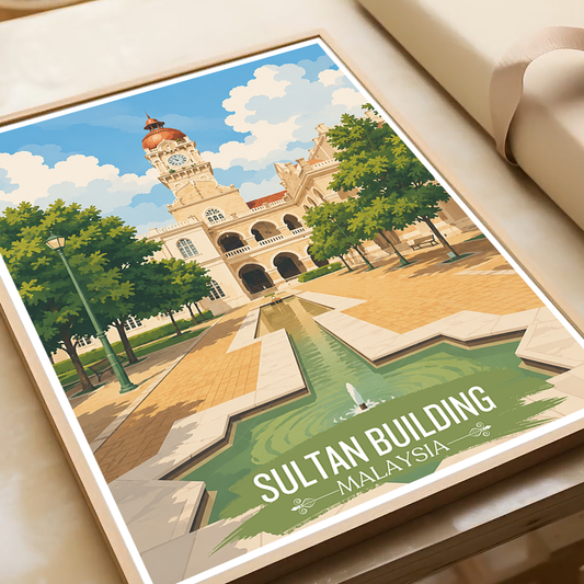 Sultan Building - Malaysia - Travel Wall Art Deco Poster Print - Art Print - Travel Art Poster