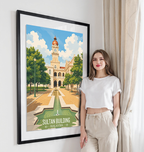 Sultan Building - Malaysia - Travel Wall Art Deco Poster Print - Art Print - Travel Art Poster
