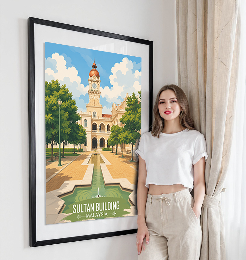 Sultan Building - Malaysia - Travel Wall Art Deco Poster Print - Art Print - Travel Art Poster