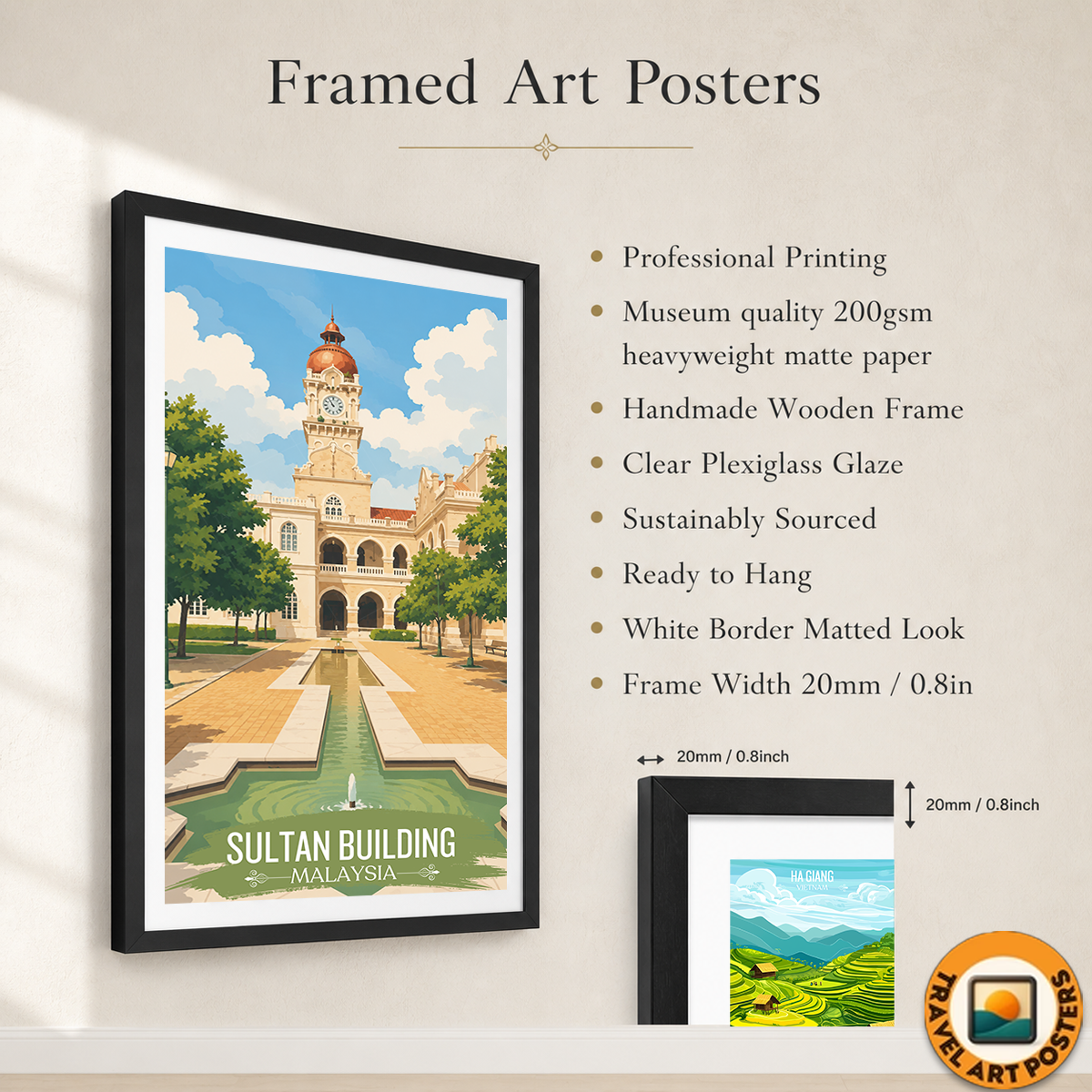 Sultan Building - Malaysia - Travel Wall Art Deco Poster Print - Art Print - Travel Art Poster