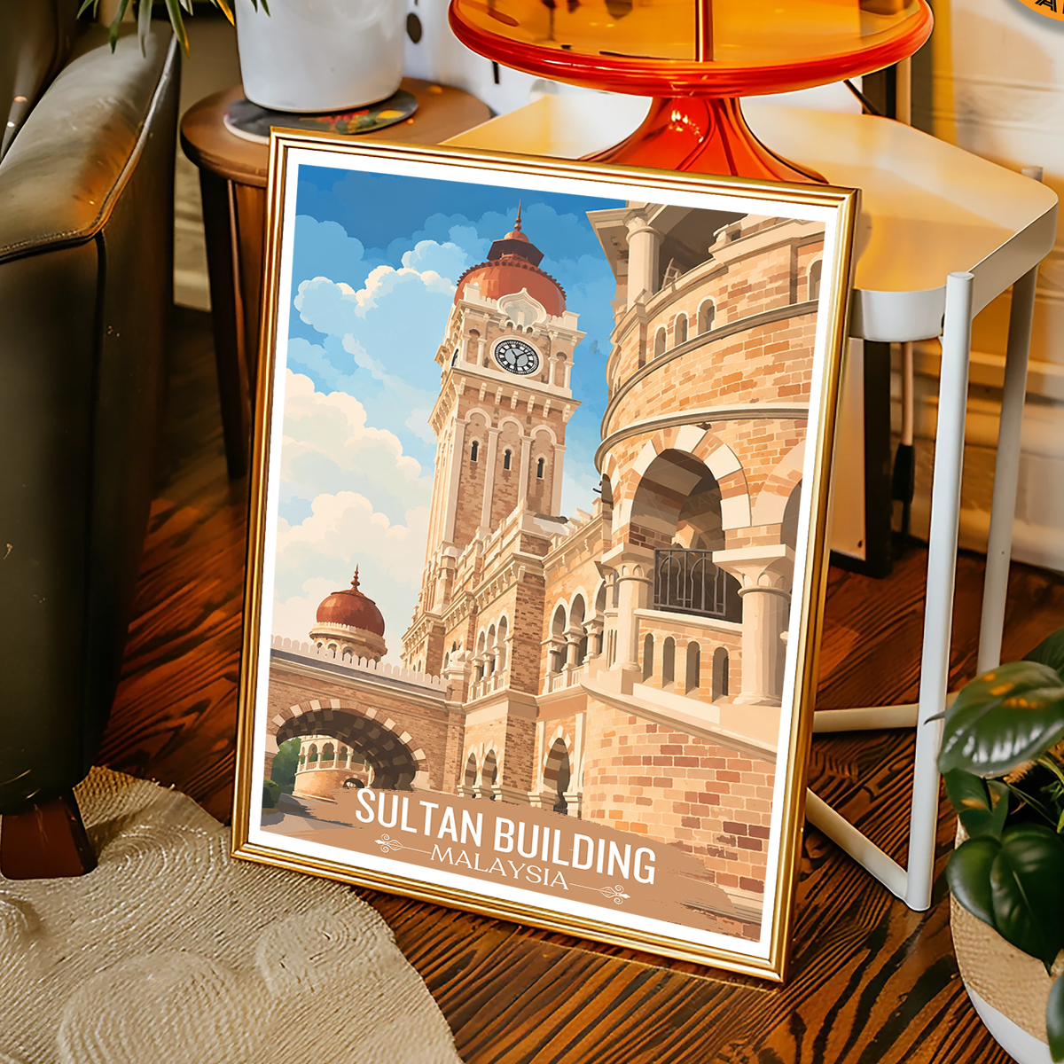 Sultan Palace - Malaysia - Travel Wall Art Deco Poster Print - Art Print - Travel Art Poster