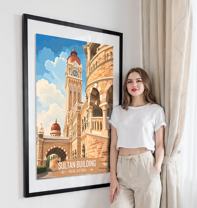 Sultan Palace - Malaysia - Travel Wall Art Deco Poster Print - Art Print - Travel Art Poster