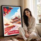 Thean Hou Temple - Malaysia - Travel Wall Art Deco Poster Print - Art Print - Travel Art Poster