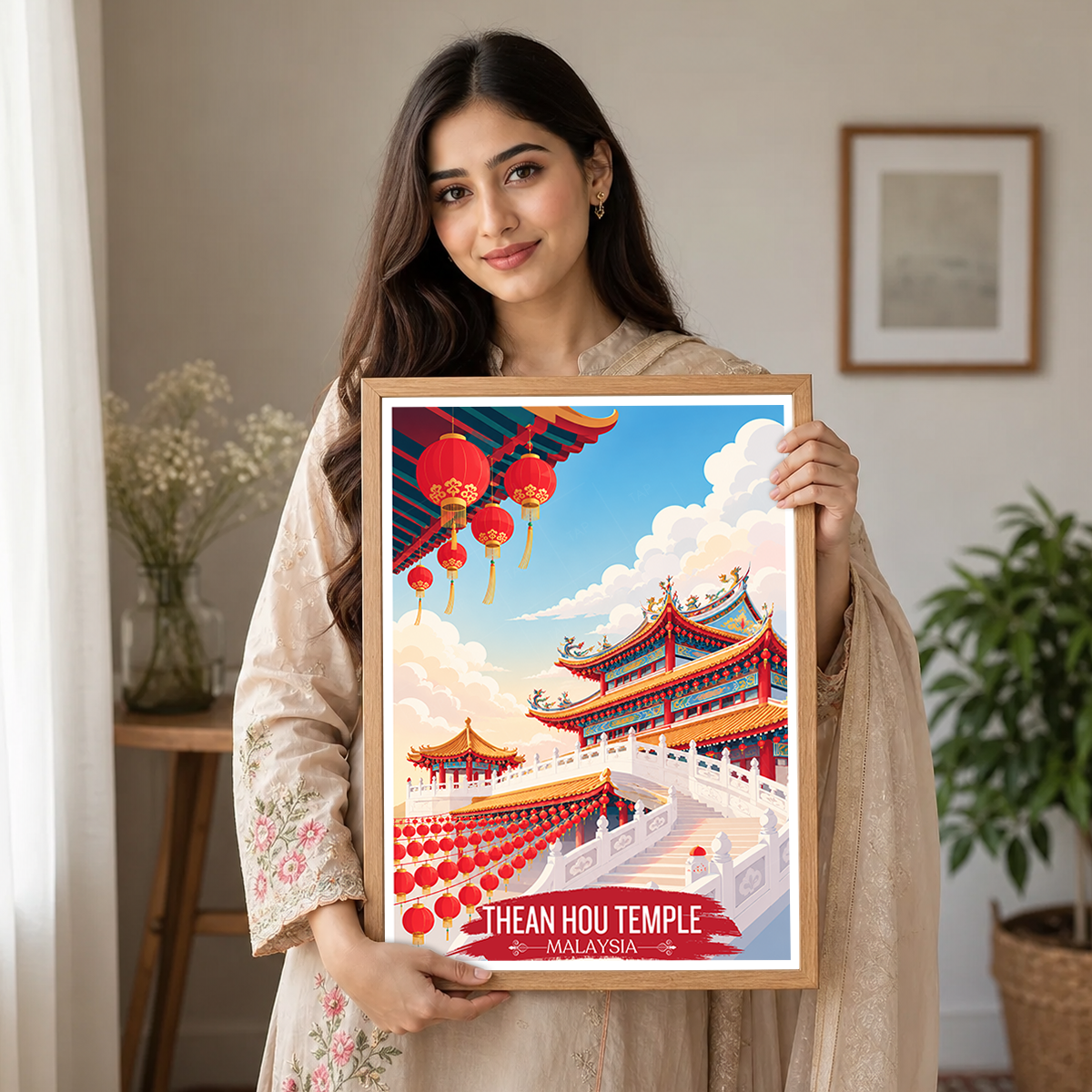 Thean Hou Temple - Malaysia - Travel Wall Art Deco Poster Print - Art Print - Travel Art Poster