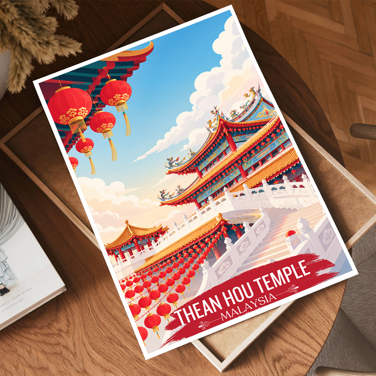 Thean Hou Temple - Malaysia - Travel Wall Art Deco Poster Print - Art Print - Travel Art Poster