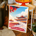 Thean Hou Temple - Malaysia - Travel Wall Art Deco Poster Print - Art Print - Travel Art Poster