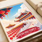 Thean Hou Temple - Malaysia - Travel Wall Art Deco Poster Print - Art Print - Travel Art Poster