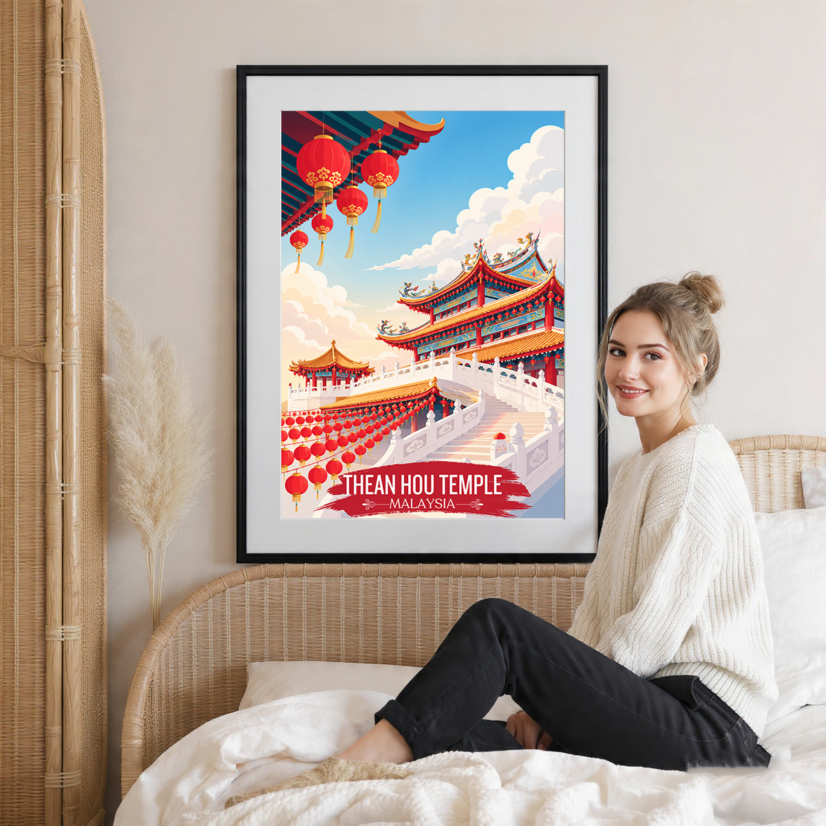 Thean Hou Temple - Malaysia - Travel Wall Art Deco Poster Print - Art Print - Travel Art Poster