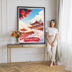 Thean Hou Temple - Malaysia - Travel Wall Art Deco Poster Print - Art Print - Travel Art Poster
