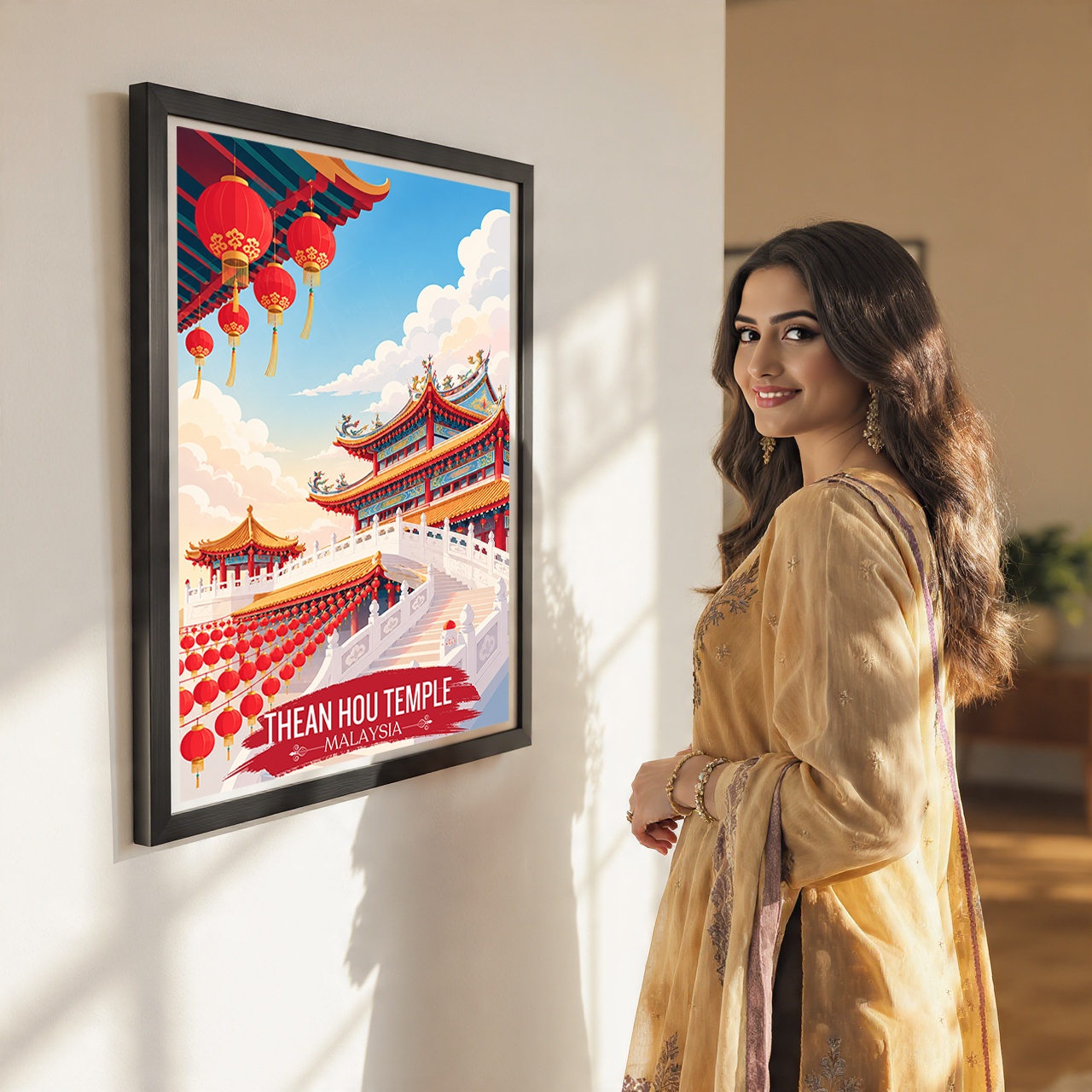 Thean Hou Temple - Malaysia - Travel Wall Art Deco Poster Print - Art Print - Travel Art Poster