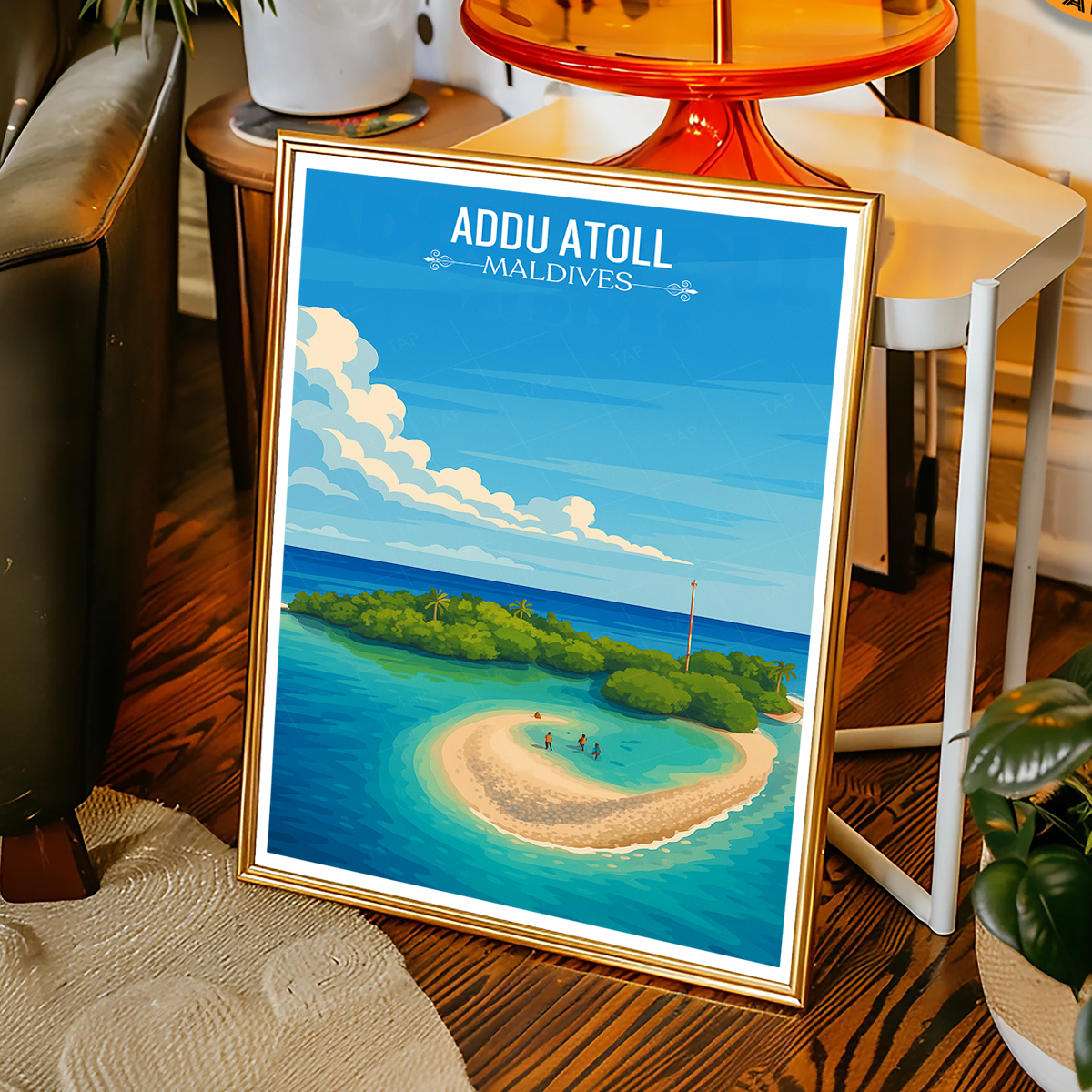 Addu Atoll - The Maldives - Travel Wall Art Resort Poster Print - Art Print - Travel Art Poster