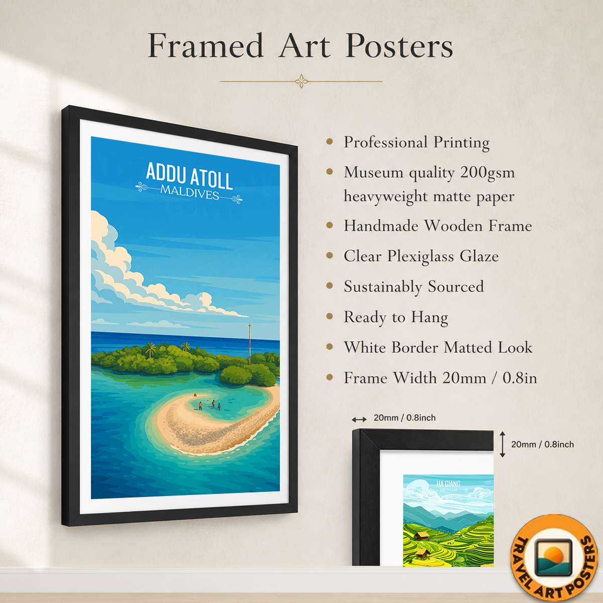 Addu Atoll - The Maldives - Travel Wall Art Resort Poster Print - Art Print - Travel Art Poster
