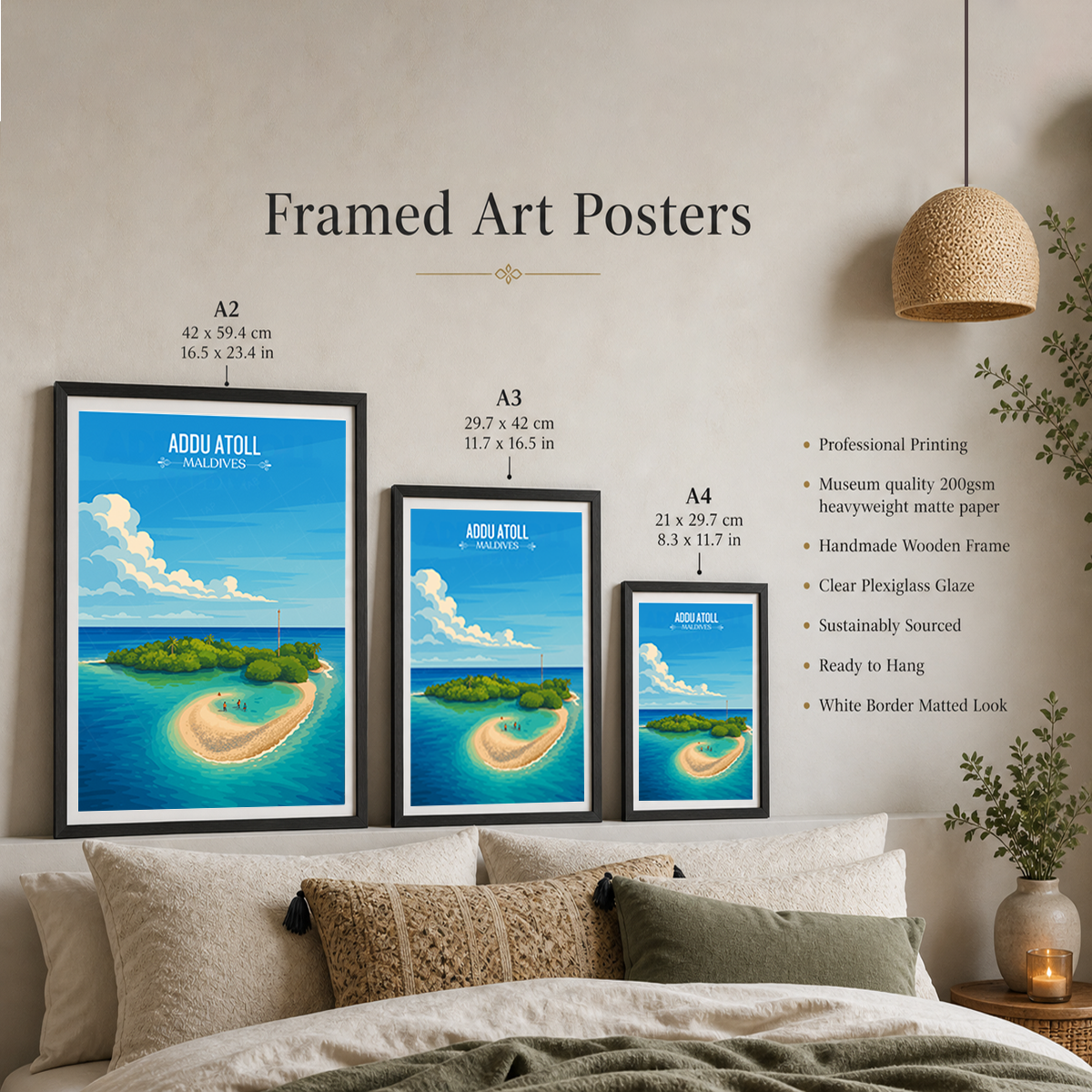 Addu Atoll - The Maldives - Travel Wall Art Resort Poster Print - Art Print - Travel Art Poster