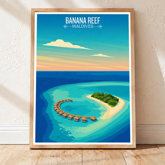 Banana Reef - The Maldives - Travel Wall Art Resort Poster Print - Art Print - Travel Art Poster