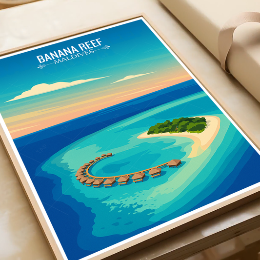 Banana Reef - The Maldives - Travel Wall Art Resort Poster Print - Art Print - Travel Art Poster