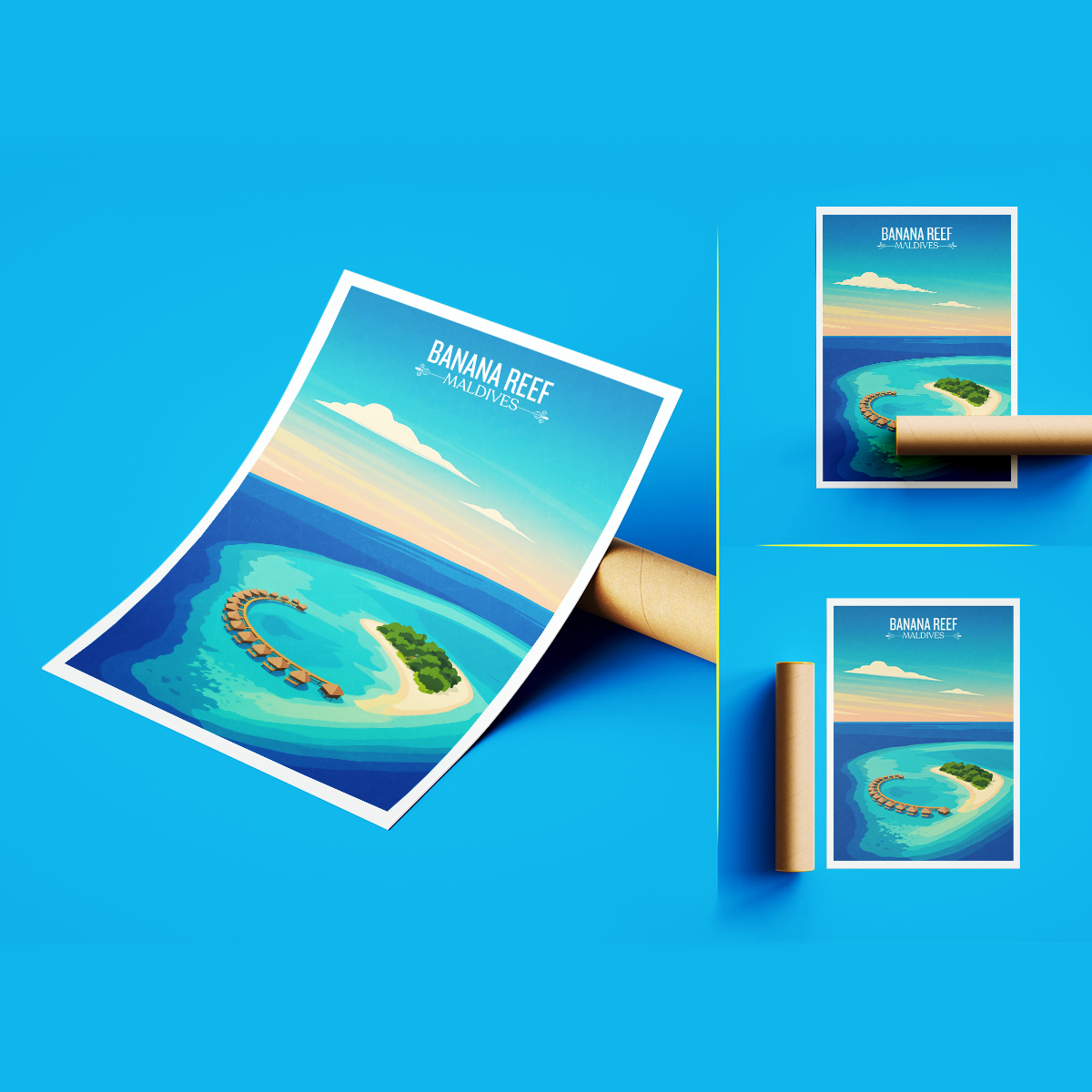 Banana Reef - The Maldives - Travel Wall Art Resort Poster Print - Art Print - Travel Art Poster