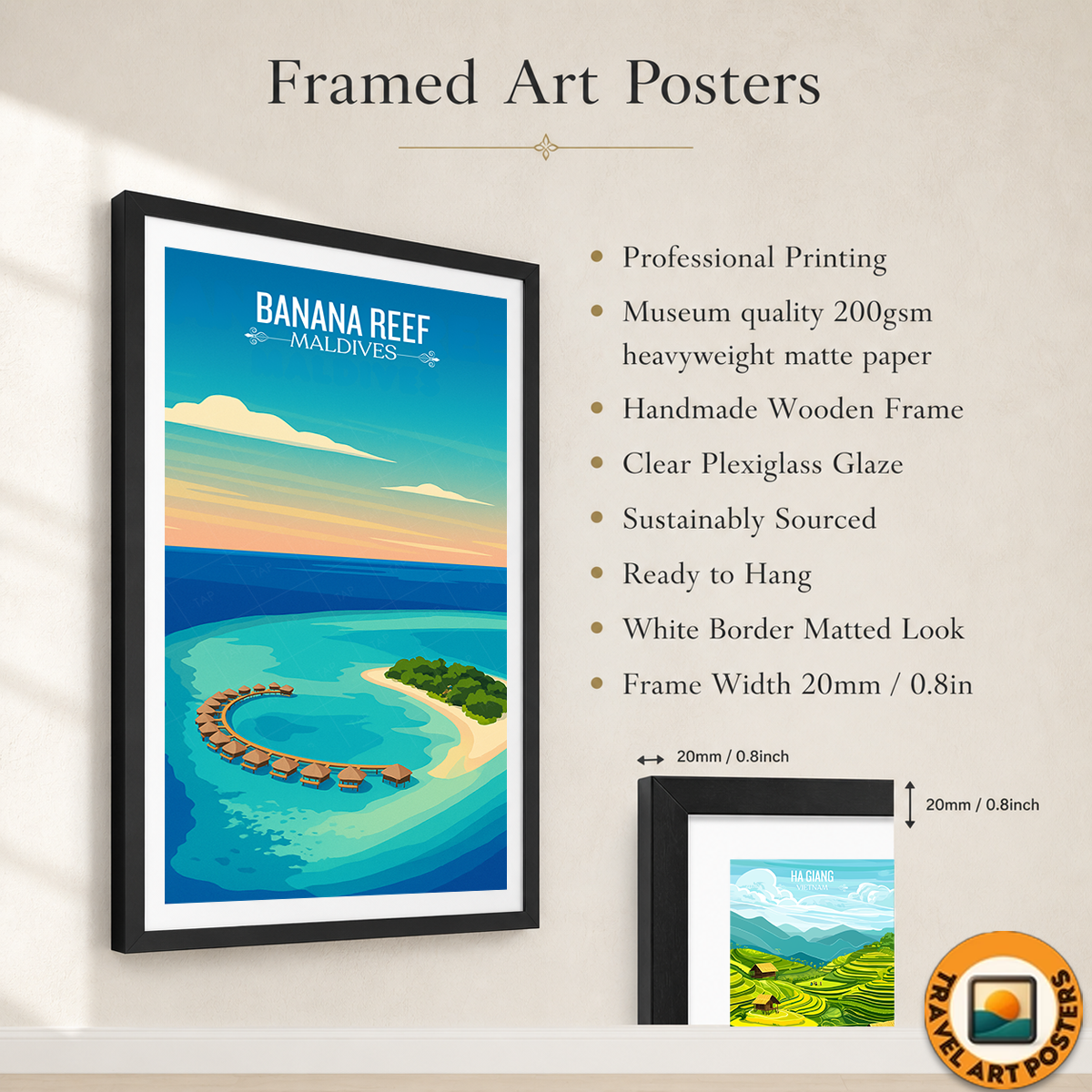 Banana Reef - The Maldives - Travel Wall Art Resort Poster Print - Art Print - Travel Art Poster