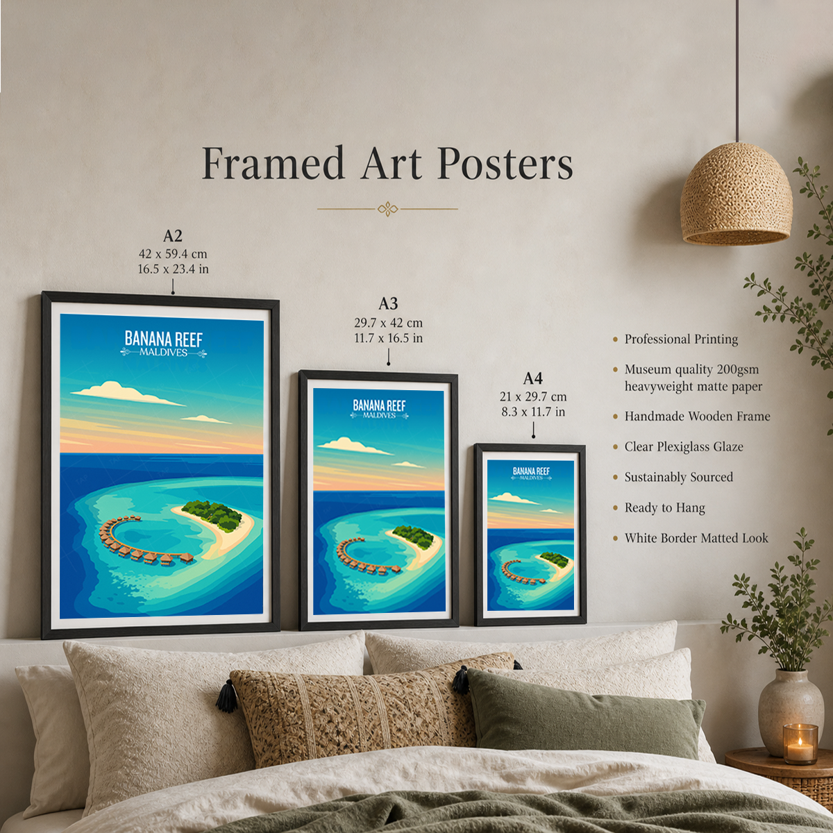 Banana Reef - The Maldives - Travel Wall Art Resort Poster Print - Art Print - Travel Art Poster