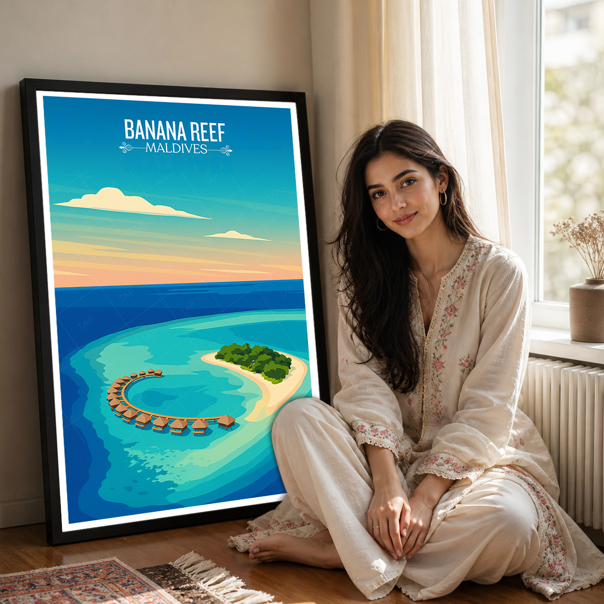 Banana Reef - The Maldives - Travel Wall Art Resort Poster Print - Art Print - Travel Art Poster