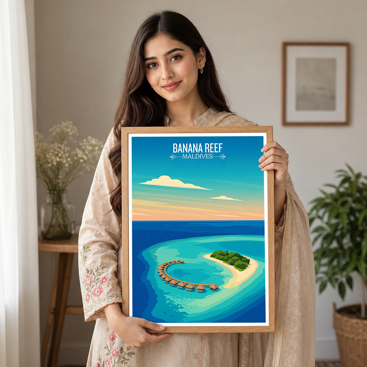Banana Reef - The Maldives - Travel Wall Art Resort Poster Print - Art Print - Travel Art Poster