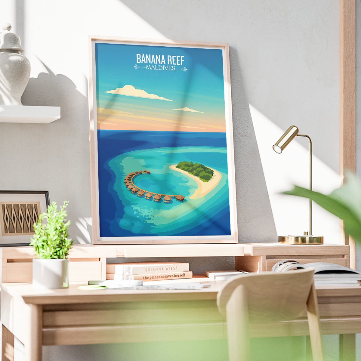 Banana Reef - The Maldives - Travel Wall Art Resort Poster Print - Art Print - Travel Art Poster