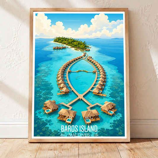 Baros Island - The Maldives - Travel Wall Art Resort Poster Print - Art Print - Travel Art Poster