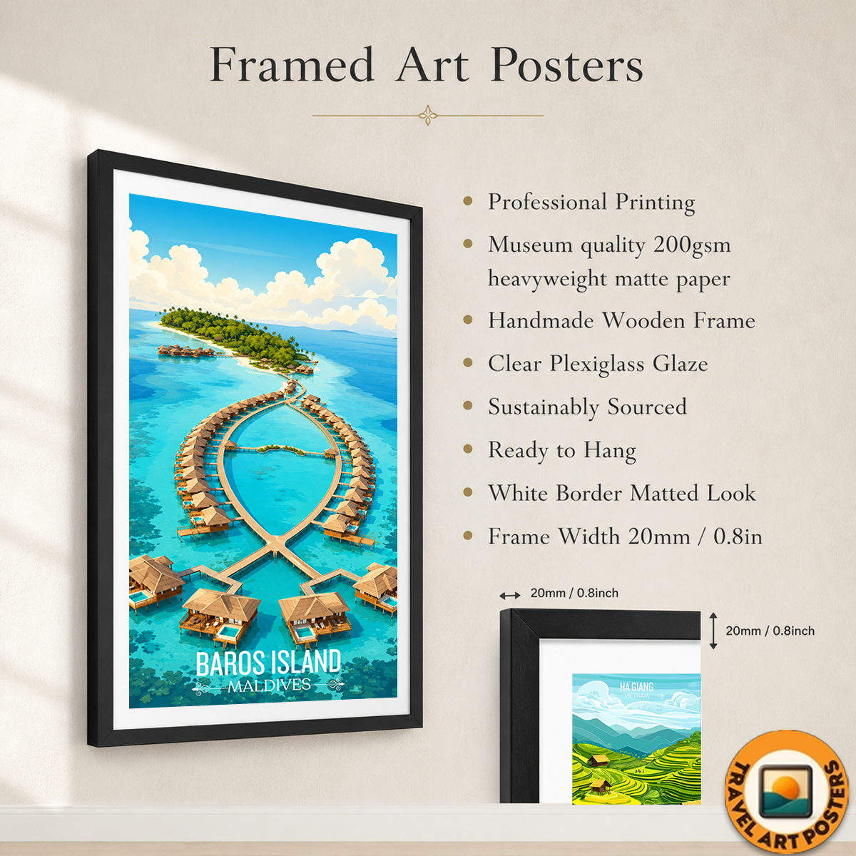 Baros Island - The Maldives - Travel Wall Art Resort Poster Print - Art Print - Travel Art Poster