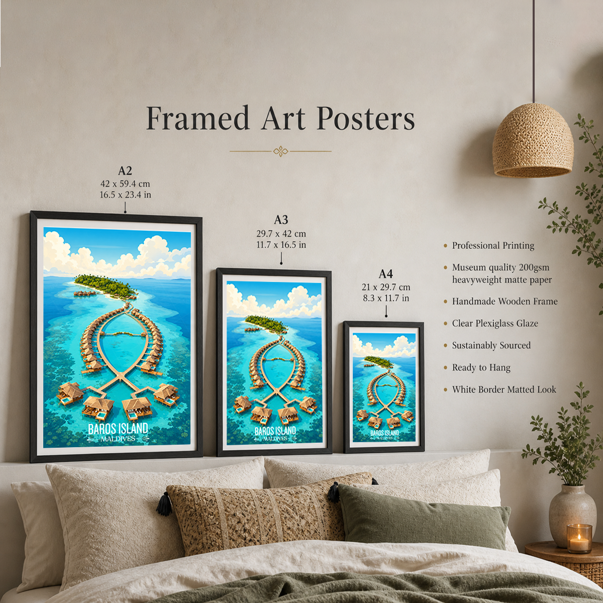 Baros Island - The Maldives - Travel Wall Art Resort Poster Print - Art Print - Travel Art Poster