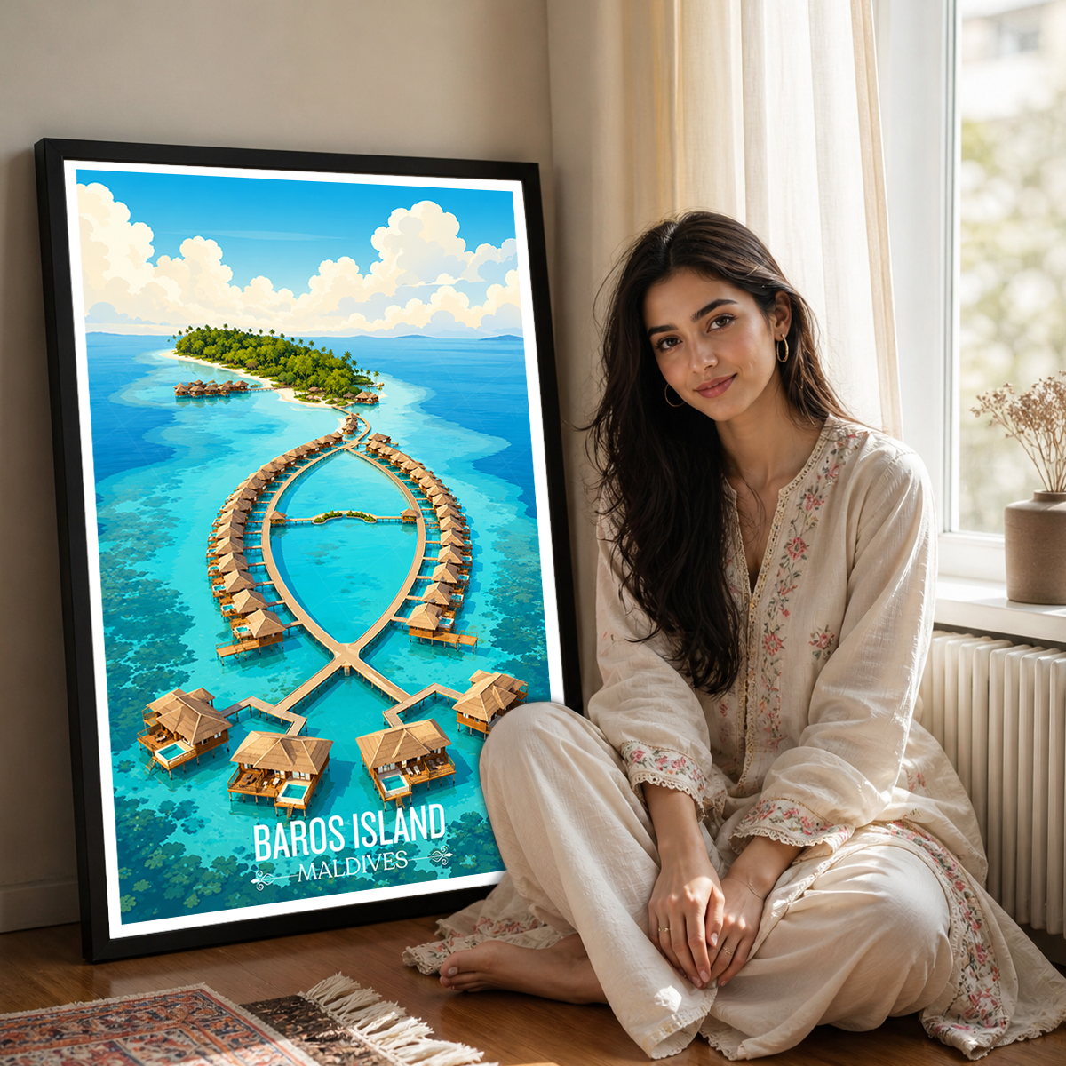 Baros Island - The Maldives - Travel Wall Art Resort Poster Print - Art Print - Travel Art Poster